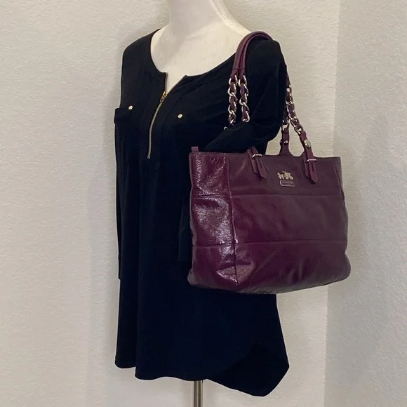 Coach Tribeca Double Strap Patent Leather Tote Shoulder Bag 14123‎ Authentic - Picture 15 of 16